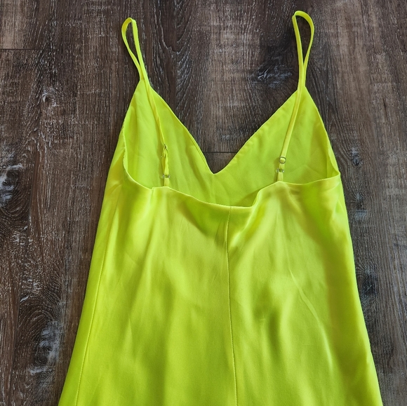 L'Agence Jodie V Neck Slip Dress in Chartreuse Yellow Silk Sleeveless 4 *Defect* - Picture 7 of 13